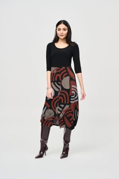 Joseph Ribkoff Black/Multi Geometric Print Cocoon Dress Style 243234