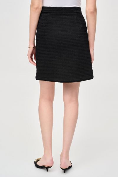 Joseph Ribkoff Black Bouclé Woven A-Line Skirt Style 243270