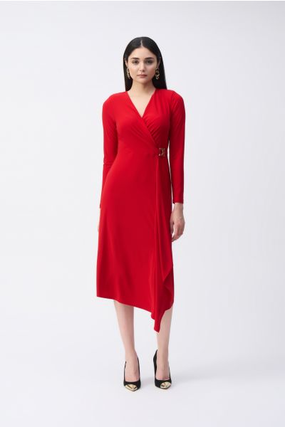 Joseph Ribkoff Lipstick Red Wrap Dress Style 243282