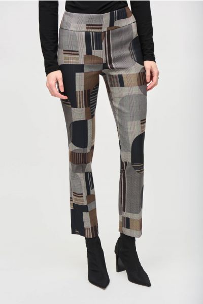 Joseph Ribkoff Black/Multi Abstract Print Straight Pull-On Pants Style 243299