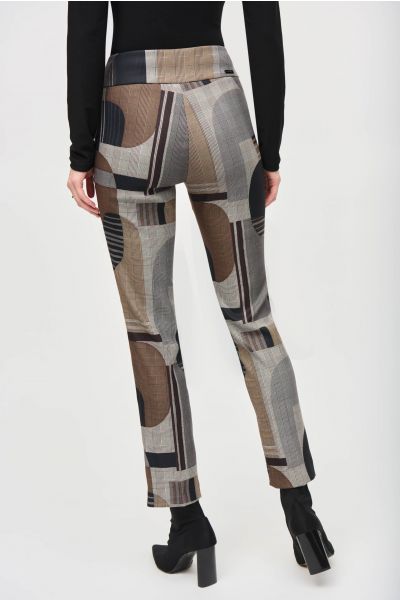 Joseph Ribkoff Black/Multi Abstract Print Straight Pull-On Pants Style 243299