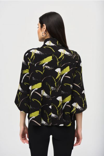 Joseph Ribkoff Black/Multi Abstract Print Trapeze Jacket Style 243326