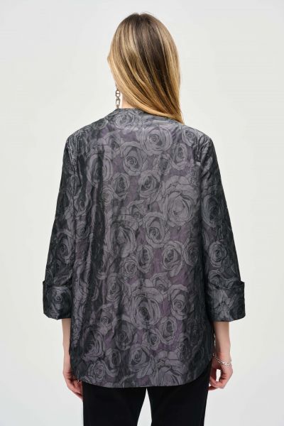 Joseph Ribkoff Black/Grey Floral Print Swing Jacket Style 243327
