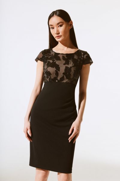 Joseph Ribkoff Black Short Sleeve Sheath Dress Style 243700