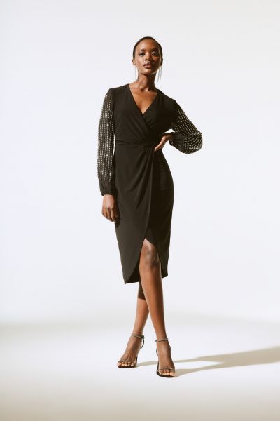 Joseph Ribkoff Black Wrap Dress Style 243726