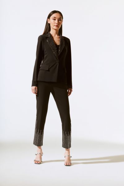 Joseph Ribkoff Black Embellished Pull-On Pants Style 243732