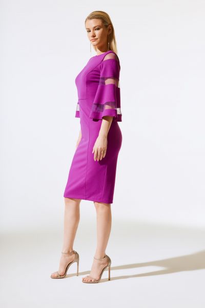 Joseph Ribkoff Empress Bell Sleeve Sheath Dress with Mesh Inserts Style 243733