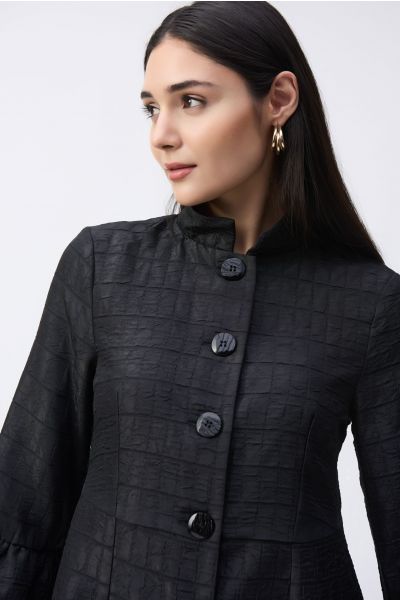 Joseph Ribkoff Black Textured Jacquard Coat Style 243738