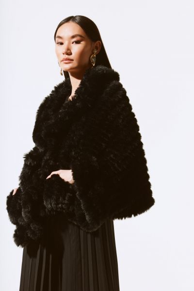 Joseph Ribkoff Black Faux Fur Cover-up Style 243758