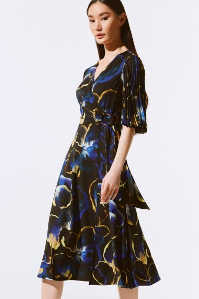 Joseph Ribkoff Black/Multi Chiffon Floral Print Dress Style 243776