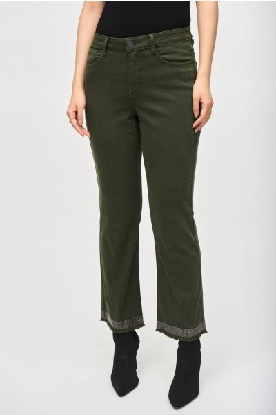 Joseph Ribkoff Iguana Denim Straight Pants With Frayed Hem Style 243964