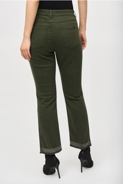 Joseph Ribkoff Iguana Denim Straight Pants With Frayed Hem Style 243964