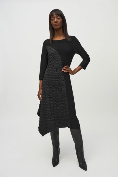 Joseph Ribkoff Black Asymmetrical Handkerchief Dress Style 244037