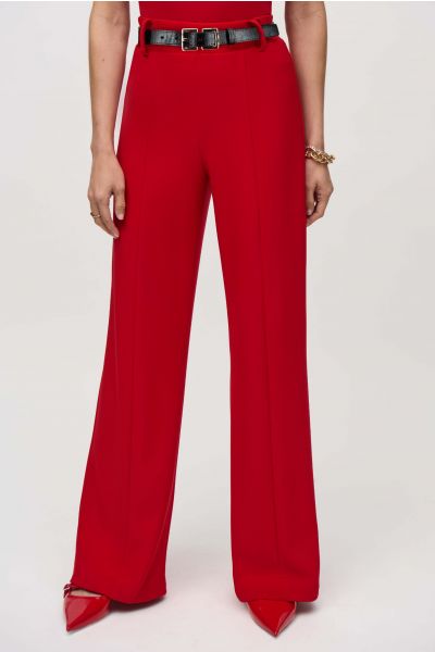 Joseph Ribkoff Lipstick Red Belted Wide-Leg Pants Style 244093
