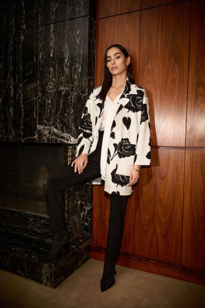 Joseph Ribkoff Off-White/Multi Floral Print Coat Style 244099