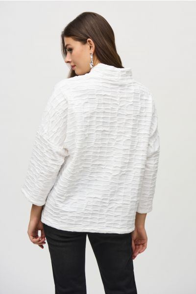 Joseph Ribkoff Off-White Jacquard Sweater Knit Boxy Top Style 244104