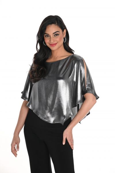 Frank Lyman Silver/Black Poncho Top Style 244143