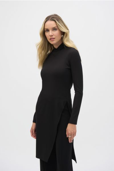 Joseph Ribkoff Black Fitted Turtleneck Tunic Style 244164