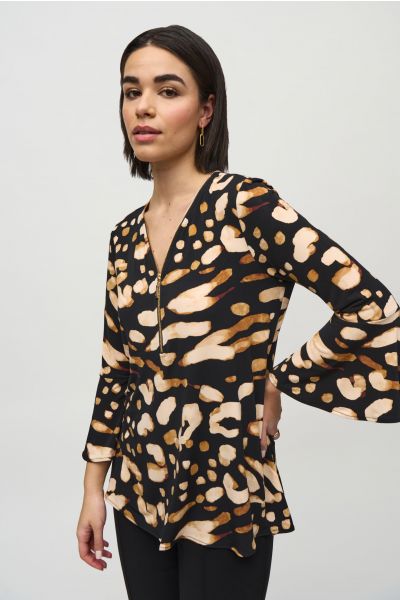 Joseph Ribkoff Black/Multi Animal Print Tunic Style 244176