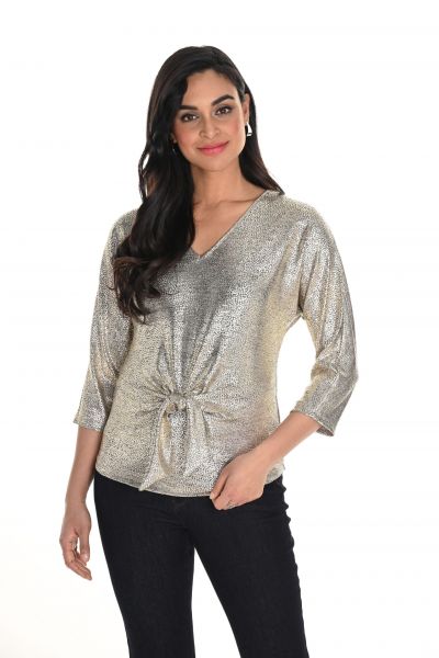 Frank Lyman Gold V-Neck Top Style 244182