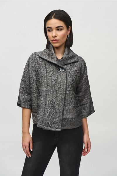 Joseph Ribkoff Pewter Textured Boxy Jacket Style 244204