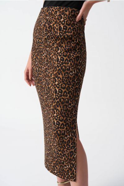 Joseph Ribkoff Beige/Black Animal Print Skirt Style 244260