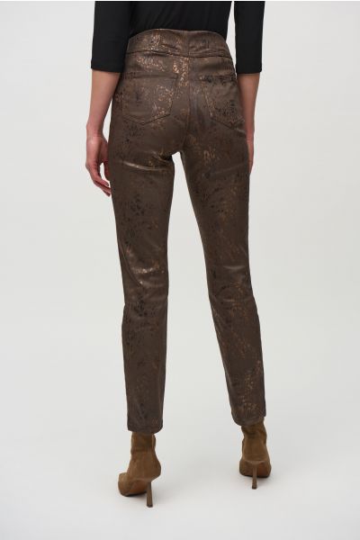 Joseph Ribkoff Brown/Multi Foiled Animal Print Classic Denim Pants Style 244945