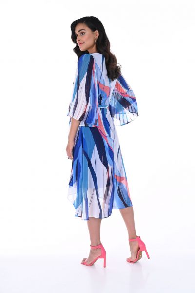 Frank Lyman Blue/Multi Abstract Print Wrap Dress Style 246102