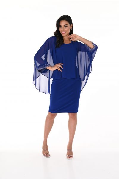 Frank Lyman Imperial Blue Dress with Chiffon Cape Style 248148