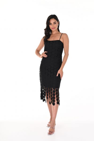 Frank Lyman Black Sleeveless Multi Circle Cutout Dress Style 248210U