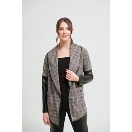 Joseph Ribkoff Black/Multi Plaid Cardigan Style 213656