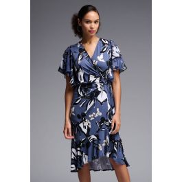 Joseph Ribkoff Blue/Multi Wrap Dress Style 231768