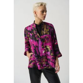 Joseph Ribkoff Black/Multi Abstract Print Trapeze Jacket Style 233192