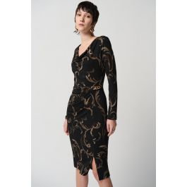 Joseph Ribkoff Black/Multi Sheath Dress Style 234020