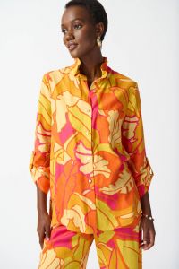 Joseph Ribkoff Pink/Multi Floral Print Trapeze Blouse Style 242915