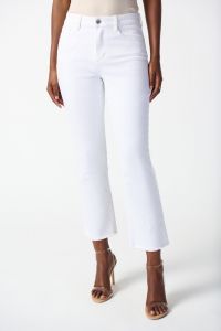 Joseph Ribkoff White Denim Frayed Hem Straight Jeans Style 242925