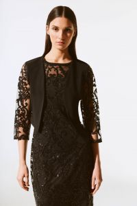 Joseph Ribkoff Black Sequins Lace Bolero Style 243737