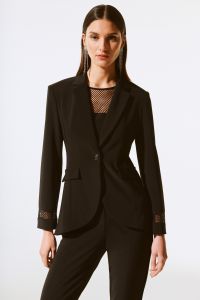 Joseph Ribkoff Black Blazer with Mesh & Rhinestone Detailing Style 243752