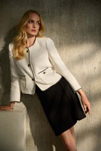 Joseph Ribkoff Winter White/Black Bouclé Jacket Style 243911