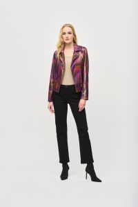 Joseph Ribkoff Multicolor Print Faux Suede Jacket Style 243921