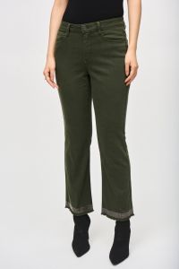 Joseph Ribkoff Iguana Denim Straight Pants With Frayed Hem Style 243964