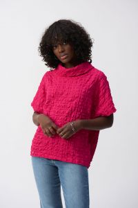 Joseph Ribkoff Geranium Bubble Jacquard Boxy Top Style 251279