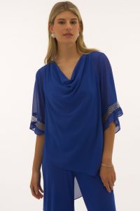 Joseph Ribkoff Royal Sapphire Asymmetrical Layered Top Style 251740