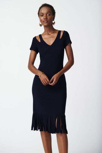 Joseph Ribkoff Midnight Blue/Multi Trapeze Dress Style 241209