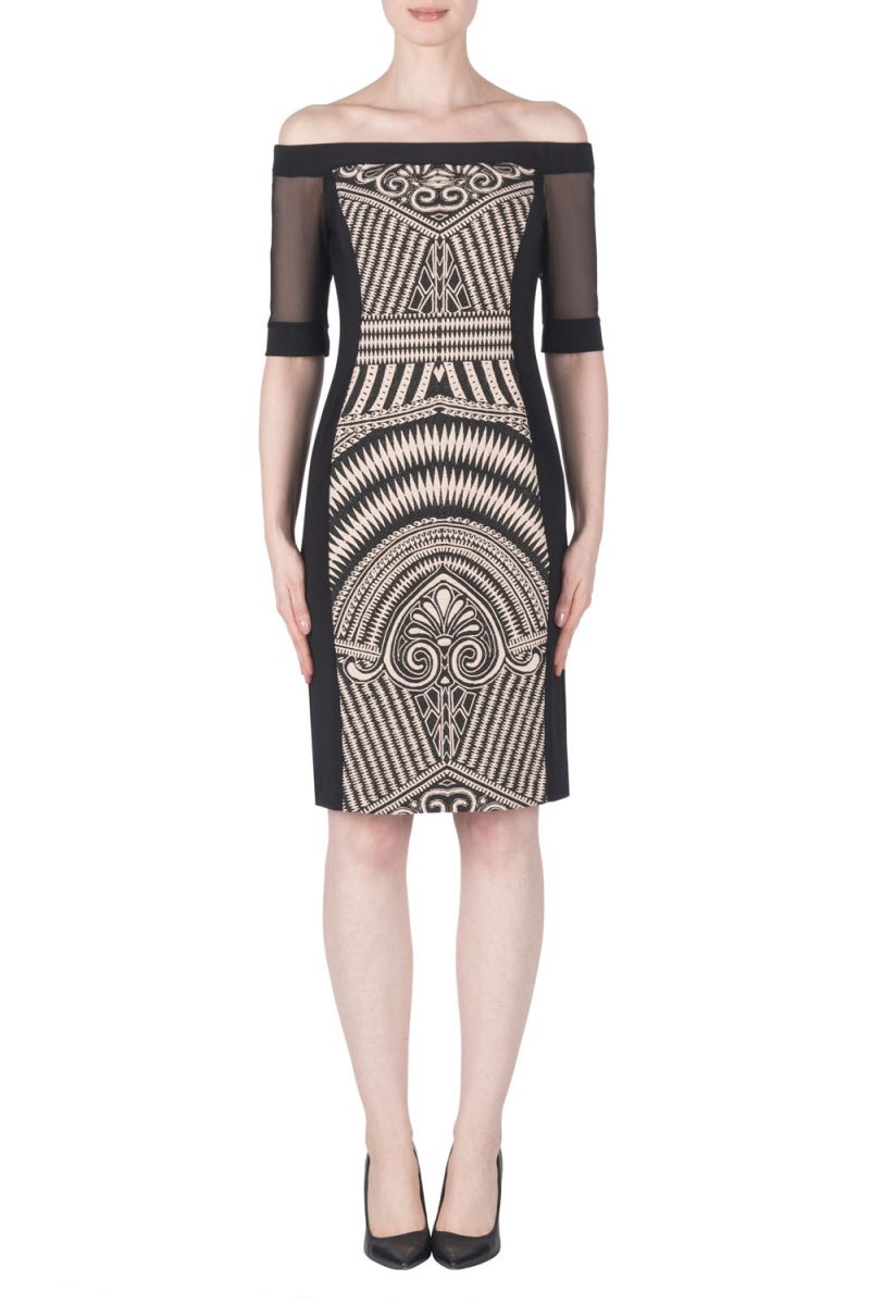 Joseph Ribkoff Black/Beige Dress Style 183557