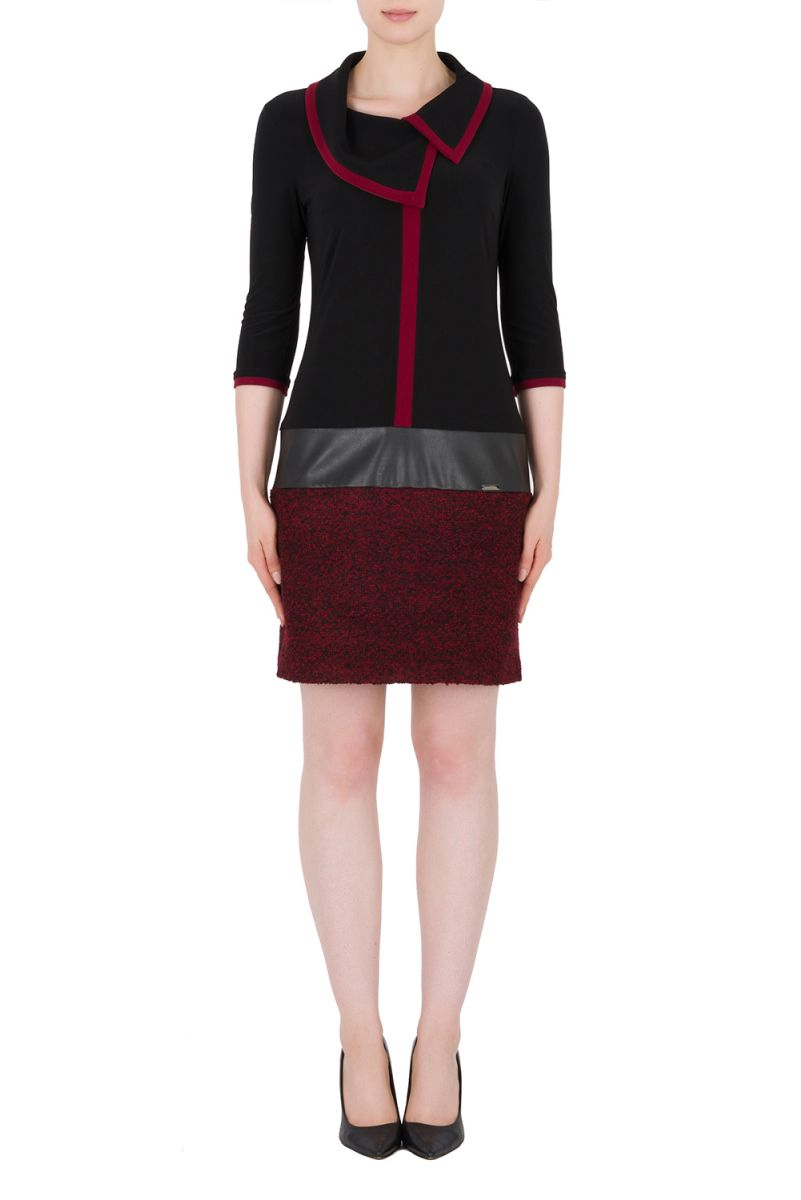 Joseph Ribkoff Black/Red/Cranberry Tunic/Dress Style 184845