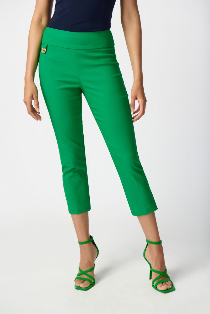 Joseph Ribkoff Island Green Cropped Woven Pants Style 201536