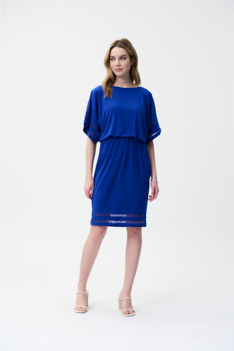 Joseph Ribkoff Royal Sheer Sleeved Dress Style 221183