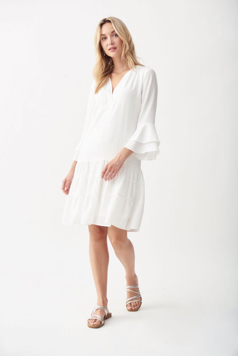 Joseph Ribkoff White Tiered Dress Style 221203