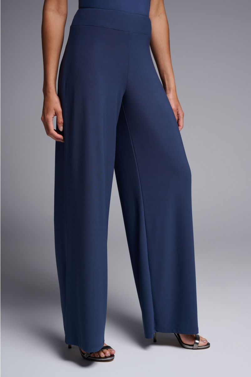 Joseph Ribkoff Mineral Blue Silky Knit Wide-Leg Pull-On Pants Style...